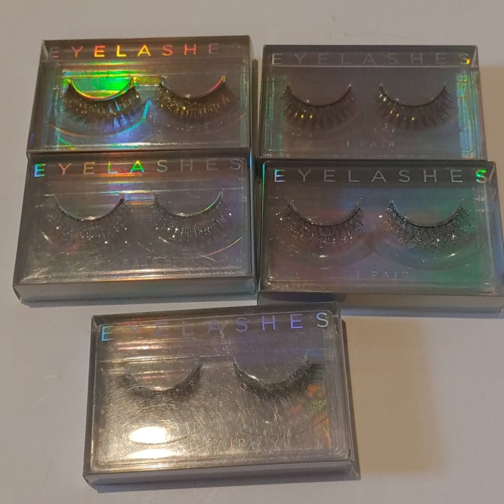 Glitter eyelashes gold and silver 5 piece bundle